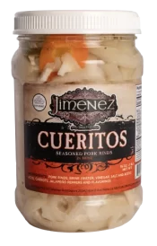 Cueritos in glass container